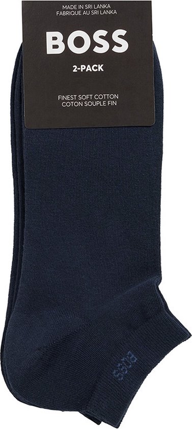 BOSS enkelsokken (2-pack) - heren sneaker sokken katoen - donkerblauw - Maat: