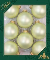 Krebs kerstballen - 8x st - vanille lichtgeel - 7 cm - glas - velvet
