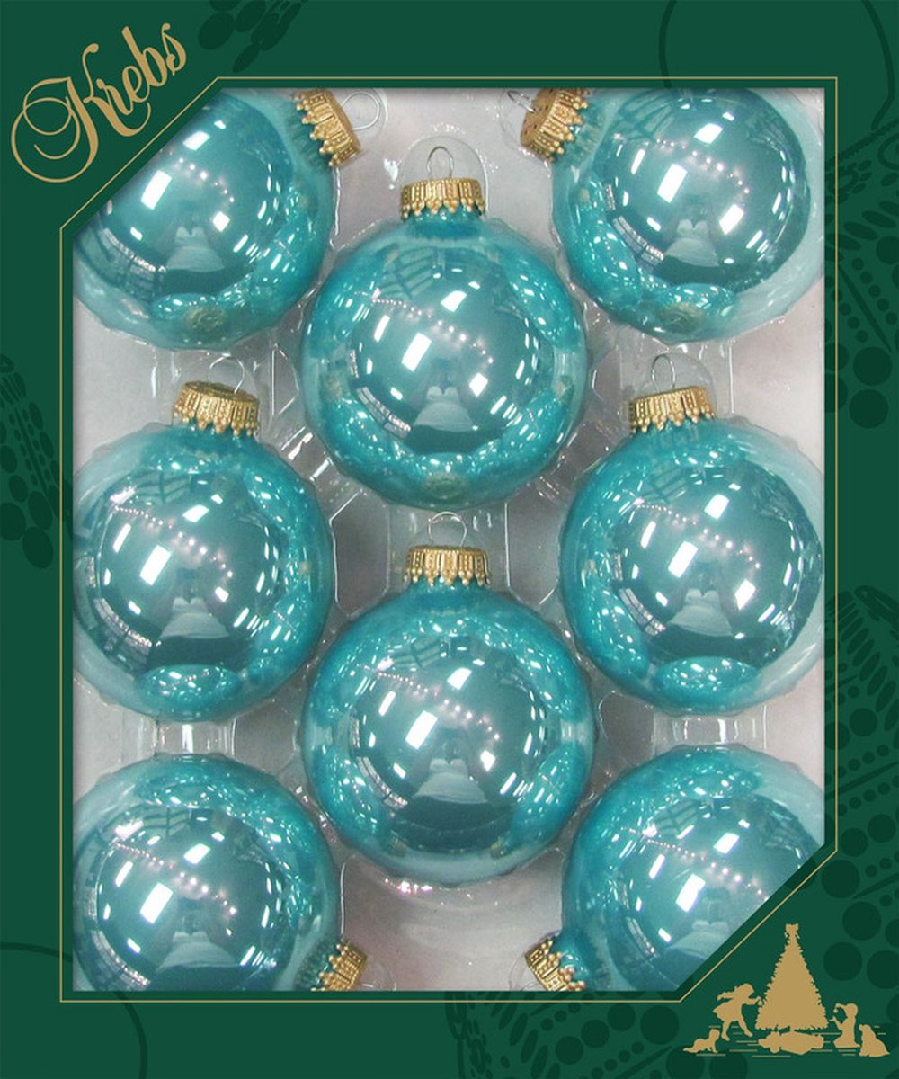 Bol.com Krebs Kerstballen - 8x stuks - glas - blauw - 7 cm - Kerstversiering/kerstdecoratie aanbieding