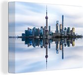 Canvas Schilderij Lucht - Shanghai - Rivier - 40x30 cm - Wanddecoratie