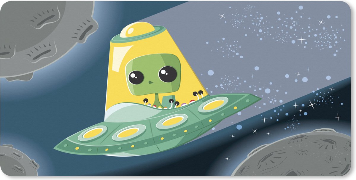Muismat XXL 120x60 cm - Bureau onderlegger - Bureau mat Illustratie - Kinderen - Ufo - Bureaumat - Gaming mousepad xl - Bureaulegger groot - Computer deskmat