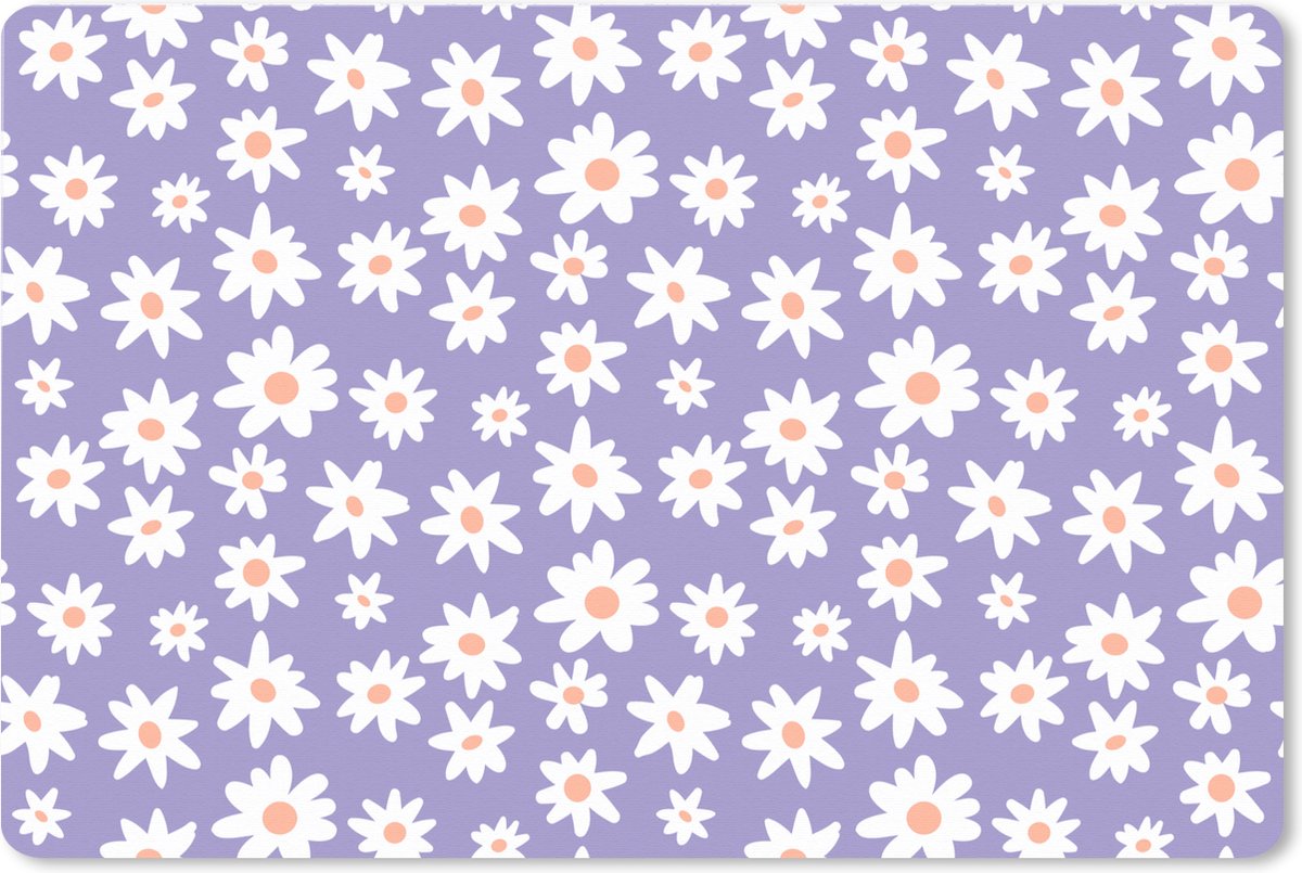 Muismat XXL 120x80 cm - Bureau onderlegger - Bureau mat Zomer - Bloemen - Paars - Bureaumat - Gaming mousepad xl - Bureaulegger groot - Computer deskmat