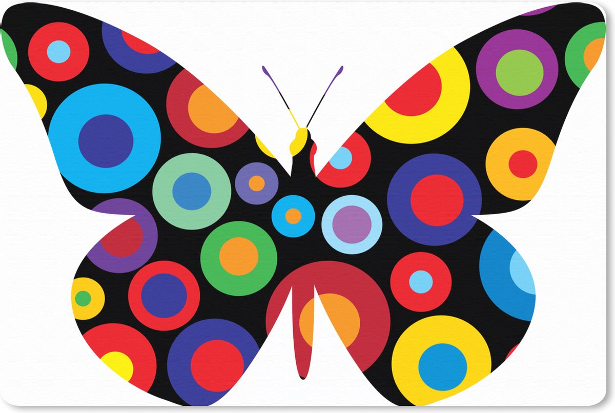 Muismat XXL - Bureau onderlegger - Bureau mat - Een illustratie van een decoratieve vlinder - 120x80 cm - XXL muismat