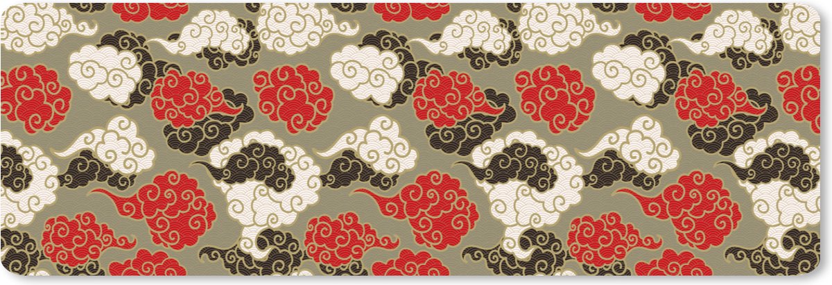 Muismat XXL 90x30 cm - Bureau onderlegger - Bureau mat Wolken - Azië - Patroon - Japan - Bureaumat - Gaming mousepad xl - Bureaulegger groot - Computer deskmat