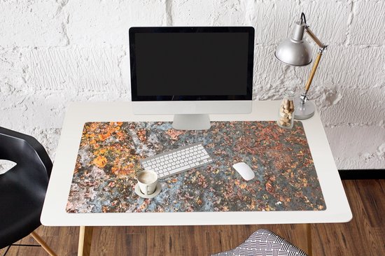 Tapis de souris XXL - Sous-main - Tapis de bureau - Rouille - Métal - Vintage - Grijs - Abstrait - 120x60 cm - Tapis de souris XXL