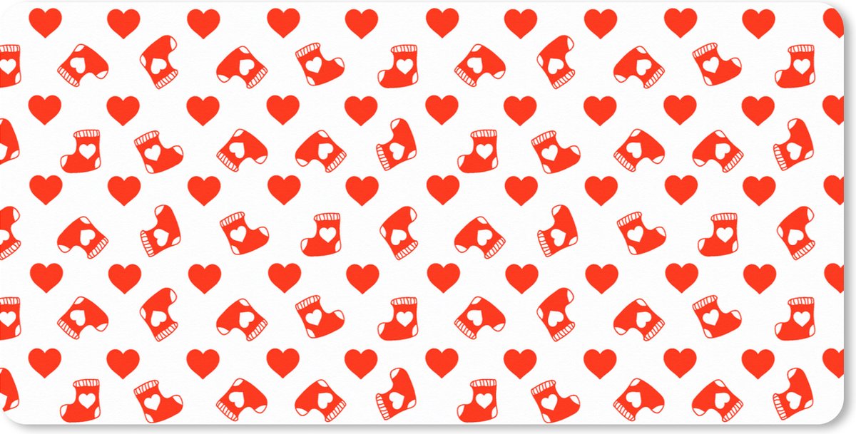 Muismat XXL - Bureau onderlegger - Bureau mat - Kerst - Patronen - Valentijnsdag - 100x50 cm - XXL muismat