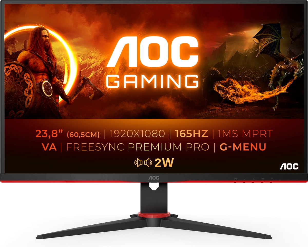 AOC 24G2SAE - Full HD Gaming Monitor - 165hz - G-Sync Compatible - 24 Inch