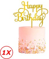Cake Topper Happy Birthday Versiering Taarttopper Decoratie Goud Verjaardag Versiering – 1 Stuk