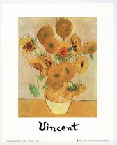 Mini kunstposter - Zonnebloemen - Vincent van Gogh - 24x30 cm