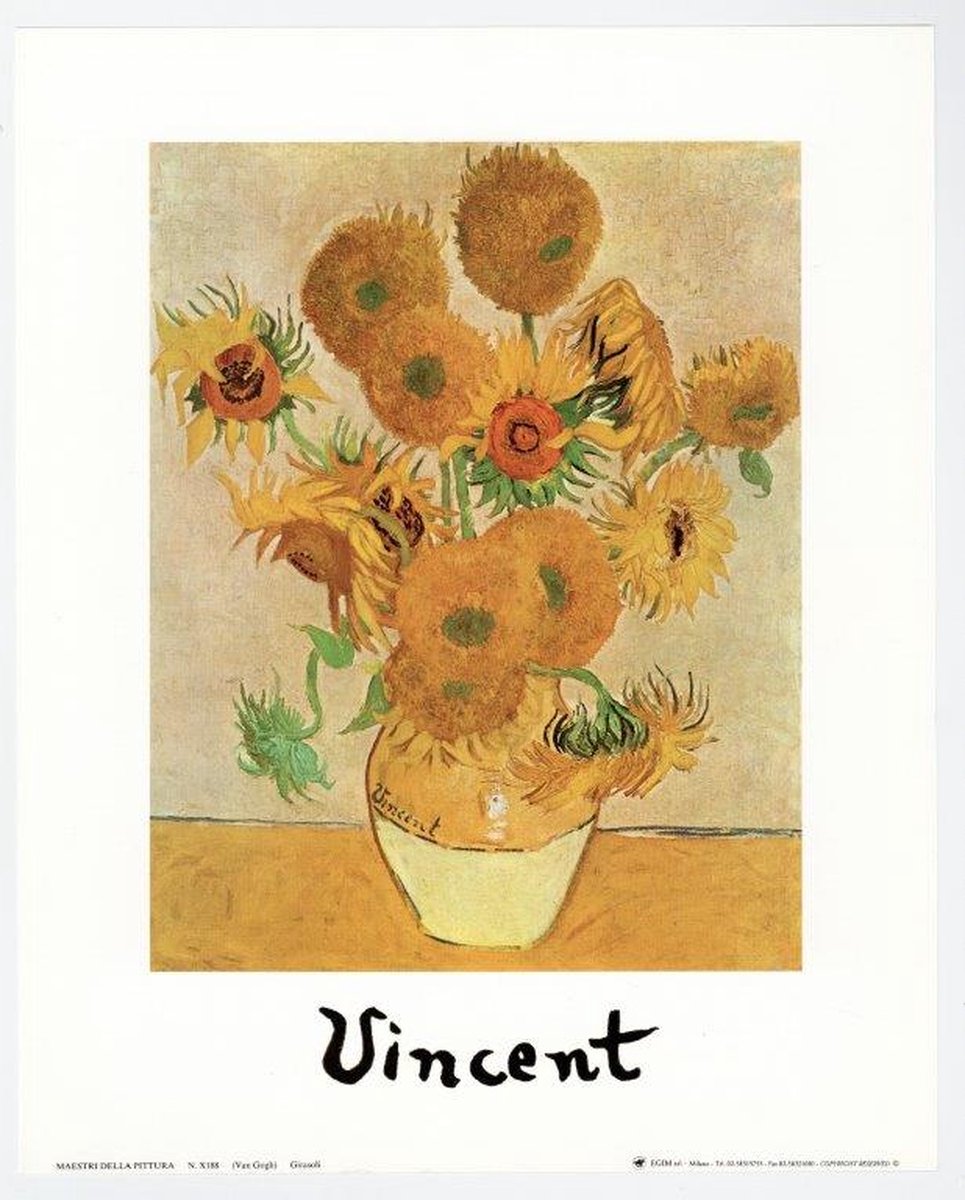Catch Projecten Mini kunstposter - Zonnebloemen - Vincent van Gogh - 24x30 cm Multicolor