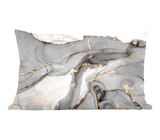 Coussins Coussins décoratifs - Oreillers Salon - 60x40 cm - Marbre - Or - Grijs