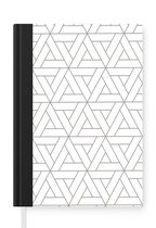 Notitieboek - Schrijfboek - Design - Lijn - Patroon - Zwart - Wit - Notitieboekje klein - A5 formaat - Schrijfblok
