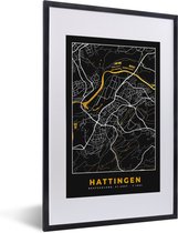 Fotolijst incl. Poster - Kaart – Plattegrond – Stadskaart – Hattingen – Duitsland – Goud - 40x60 cm - Posterlijst