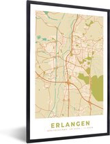 Fotolijst incl. Poster - Erlangen - Vintage - Stadskaart - Kaart - Plattegrond - 20x30 cm - Posterlijst