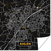 Affiche Black and Gold et Or – Plan de Ville – Ahlen – Allemagne – Plan – Carte - 75x75 cm