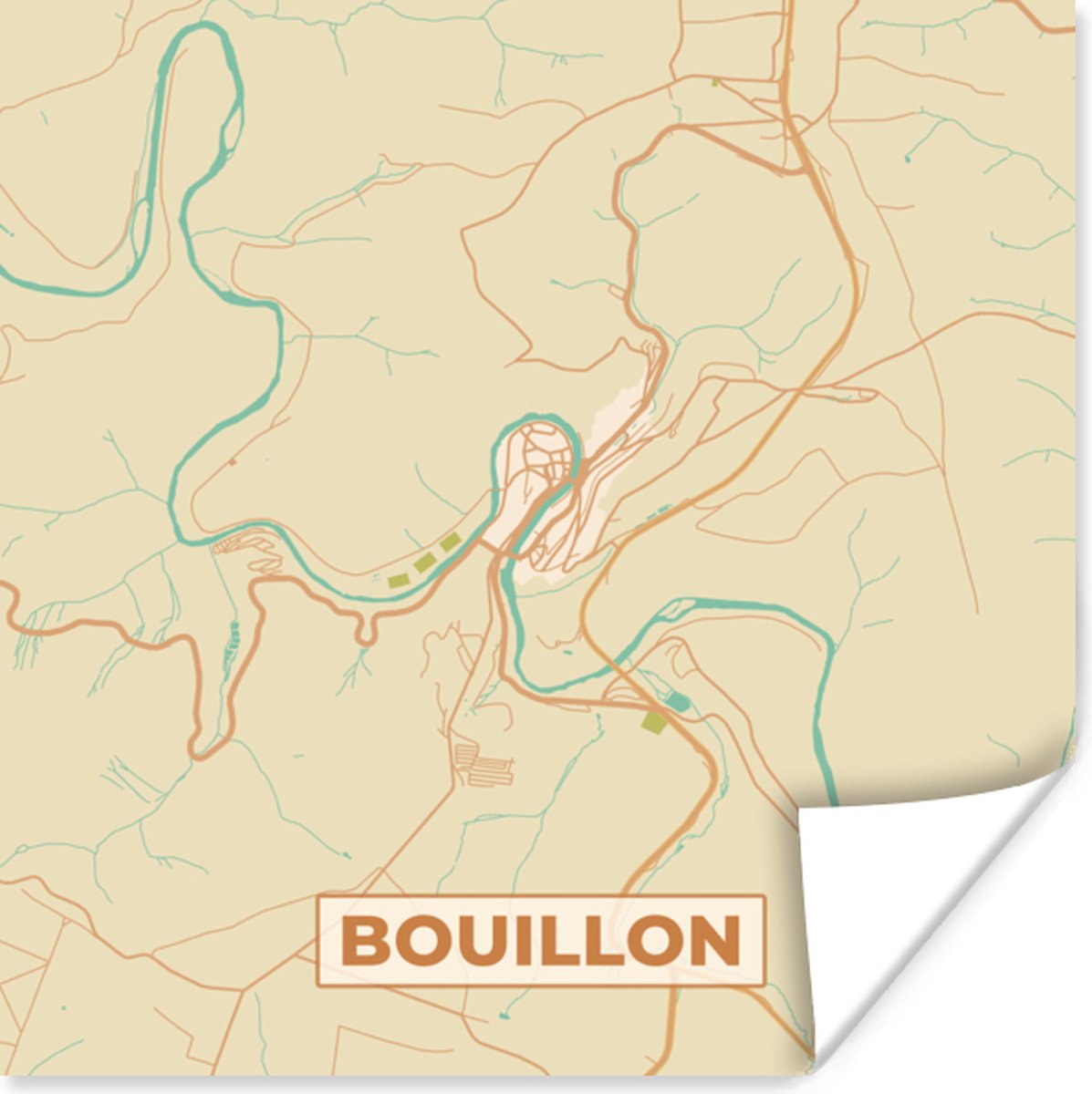 Affiche City Map Map Bouillon Map Vintage 50x50 cm