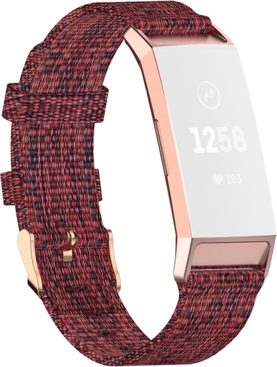 Nylon bandje - geschikt voor Fitbit Charge 3 / Charge 4 - rood