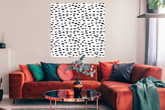 Poster Wit - Pois - Design - Zwart - 100x100 cm XXL