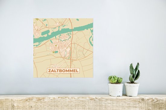 Affiche Carte - Vintage - Zaltbommel - Carte - Plan de la ville - 30x30 cm