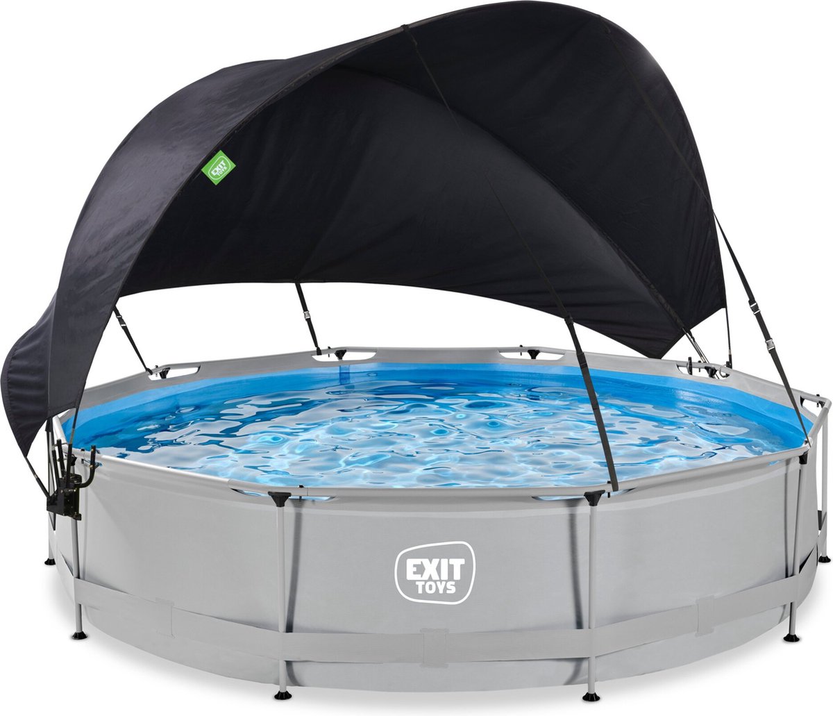 EXIT Soft Grey zwembad ø360x76cm met filterpomp en schaduwdoek - grijs