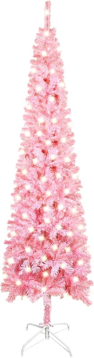 VidaLife Kerstboom met LED's smal 210 cm roze
