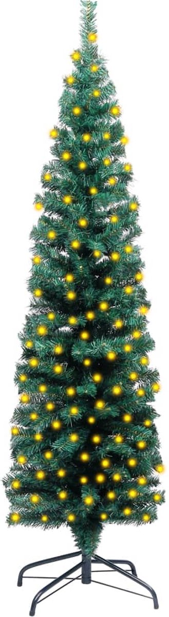 VidaLife Kunstkerstboom met LED's en standaard smal 120 cm PVC groen