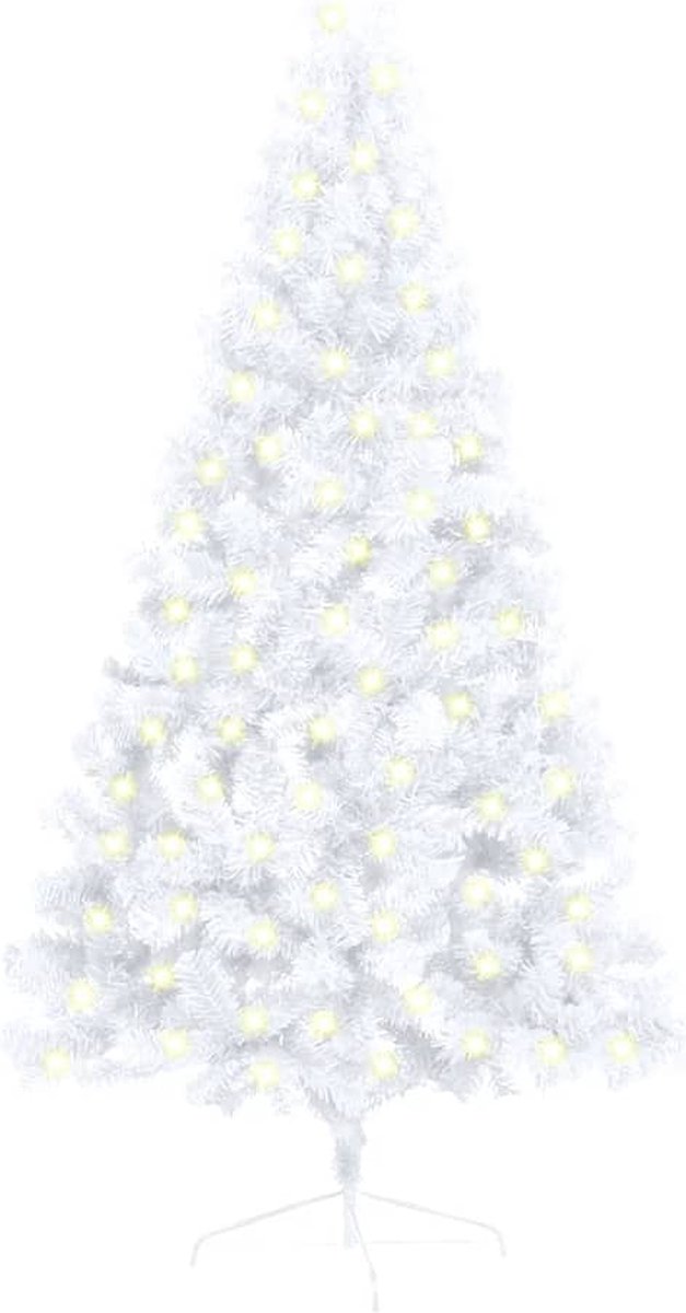 VidaLife Kunstkerstboom met LED's en standaard half 150 cm PVC wit