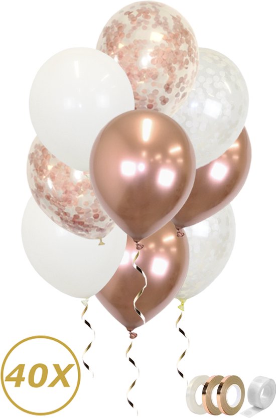 Rose Goud Ballonnen Confetti Verjaardag Versiering Sarah Witte Helium Ballonnen Feest Versiering Huwelijk – 40 Stuks