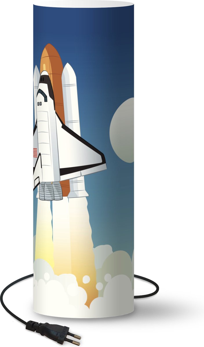 Lamp - Nachtlampje - Tafellamp slaapkamer - een space shuttle lancering in de vroege ochtend - 70 cm hoog - Ø22.3 cm - Inclusief LED lamp