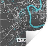 Muurstickers - Sticker Folie - Stadskaart – Kaart – Neuss – Blauw – Duitsland – Plattegrond - 120x120 cm - Plakfolie - Muurstickers Kinderkamer - Zelfklevend Behang XXL - Zelfklevend behangpapier - Stickerfolie
