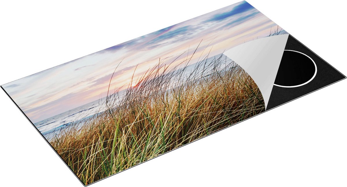Chefcare Inductie Beschermer Duinen Planten met Zee en Zonsondergang - Duinen - 95x55 cm - Afdekplaat Inductie - Kookplaat Beschermer - Inductie Mat