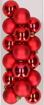 16x stuks kunststof kerstballen rood 4 cm - Onbreekbare plastic kerstballen - Kerstboomversiering