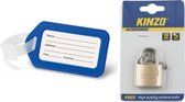 Kofferlabel/bagagelabel kunststof blauw - 5 x 8 cm - Incl. hangslot - 3 cm