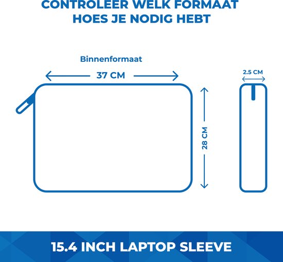 Dimensions de la housse pour ordinateur portable 15,4 pouces : 37 cm de large et 28 cm de haut