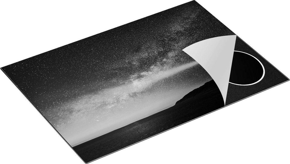 Chefcare Inductie Beschermer Vuurtoren Texel in de Nacht - Zwart Wit - 75x55 cm - Afdekplaat Inductie - Kookplaat Beschermer - Inductie Mat