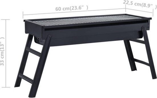 vidaXL Campingbarbecue draagbaar 60x22.5x33 cm roestvrij staal van VidaXL — afbeelding 3