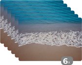 Placemat - Placemats kunststof - Water - Golf - Strand - 45x30 cm - 6 stuks - Hittebestendig - Anti-Slip - Onderlegger - Afneembaar