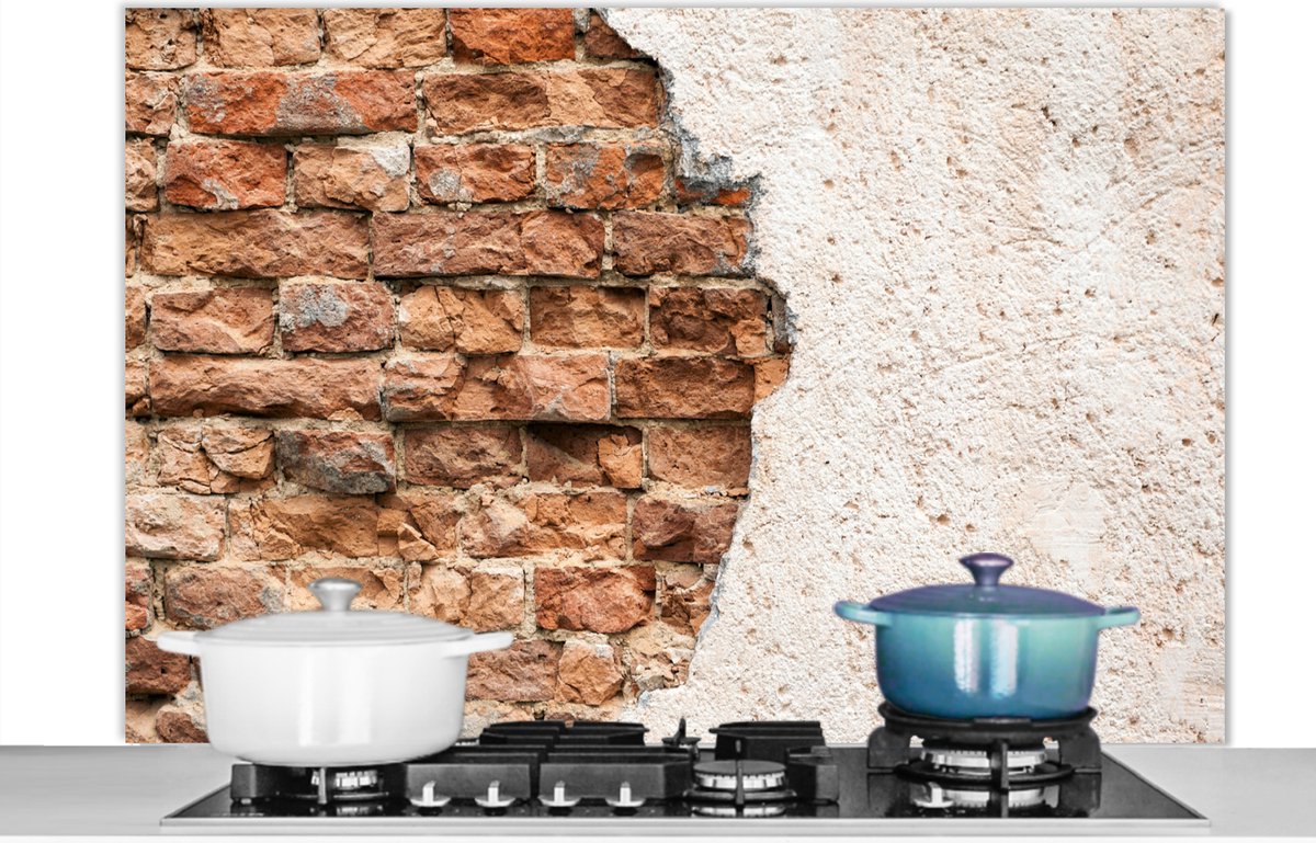 Spatscherm - Gips - Baksteen - Muur - Spatwand - Keuken achterwand - 120x80 cm