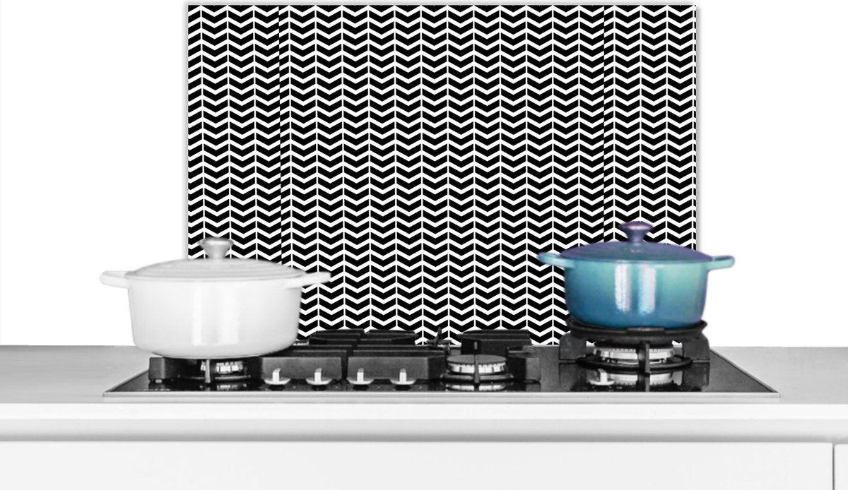 Spatscherm - Achterwand keuken - Design - Patronen - Zwart - Wit - Keuken - 60x40 cm