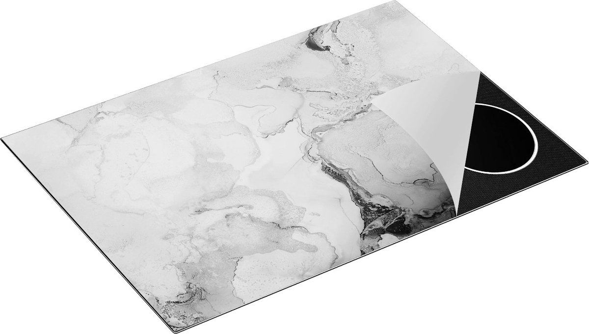 Chefcare Inductie Beschermer Abstracte Kunst - Zwart Grijs Goud - Zwart Wit - 77x51 cm - Afdekplaat Inductie - Kookplaat Beschermer - Inductie Mat