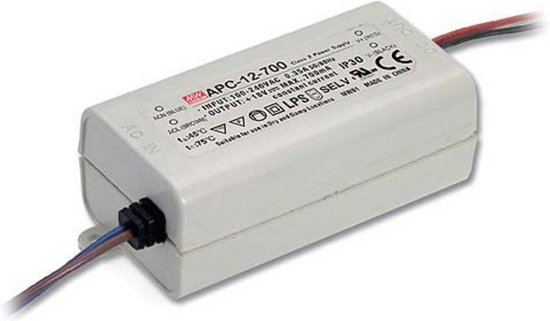 Mean Well APC-12-700 LED-driver Constante stroomsterkte 12 W 0.7 A 9 - 18 V/DC Niet dimbaar, Overbelastingsbescherming