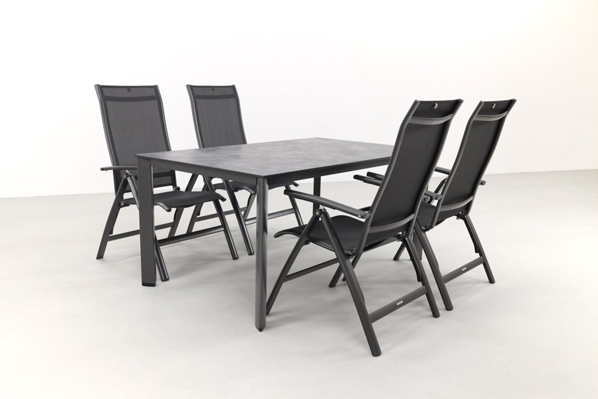 Kettler Legato/Edge verstelbare aluminium tuinset voor 4 personen 160x95 cm. - Antraciet