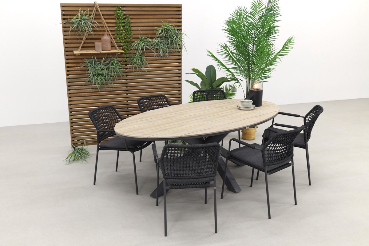 Taste Barista - Antraciet/GI Edison 220x115 cm. tafel ovaal