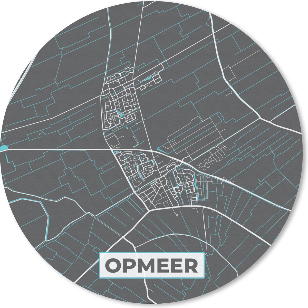 Muismat rond 20x20 cm - Mousepad Plattegrond - Opmeer - Kaart - Stadskaart - Ronde muismatten - Stadskaart