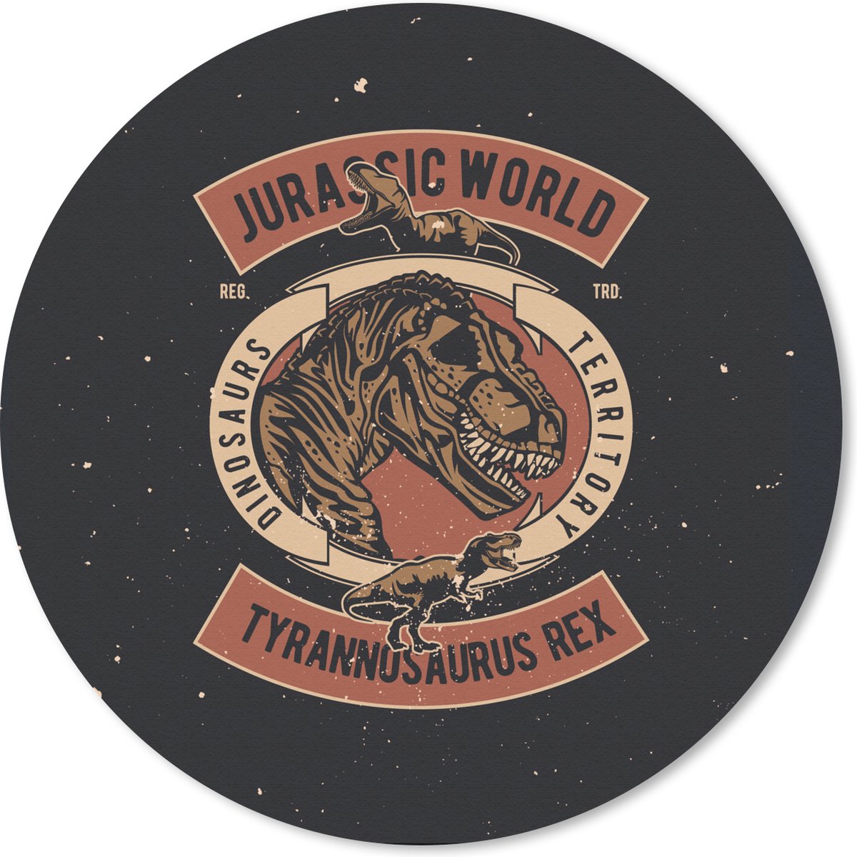 Muismat rond 30x30 cm - Mousepad Jurassic world - Dinosaurus - Vintage - Ronde muismatten
