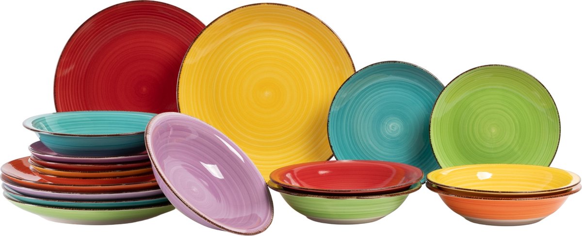 Studio Tavola Serviesset Sunny Summer Divers 18-delig - Servies Set 6 Personen - Modern Design Aardewerk - Vaatwasser- & Magnetronbestendig — afbeelding 5