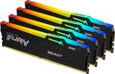 Kingston FURY Beast RGB Black - DDR5 - 64 GB: 4 x 16 GB - 288-PIN - 5200 MHz / PC5-41600 - CL40 - 1.25V - On-Die ECC - Intel XMP 3.0 - Zwart