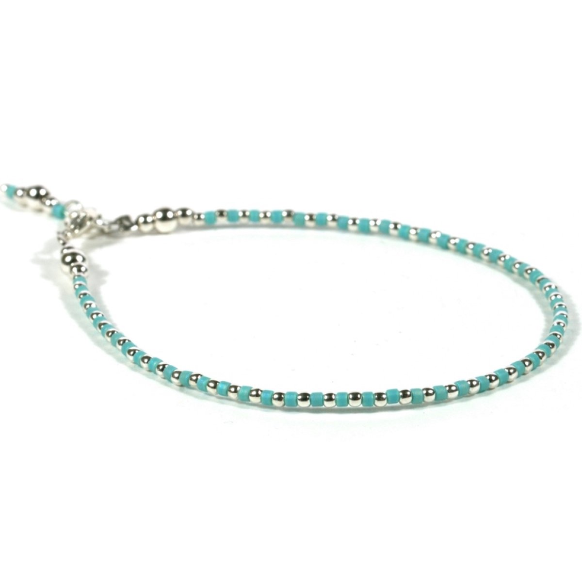 Heaven Eleven - meisjes - Enkelbandjes - zilver - 925 - turkoois - 1mm - 19cm