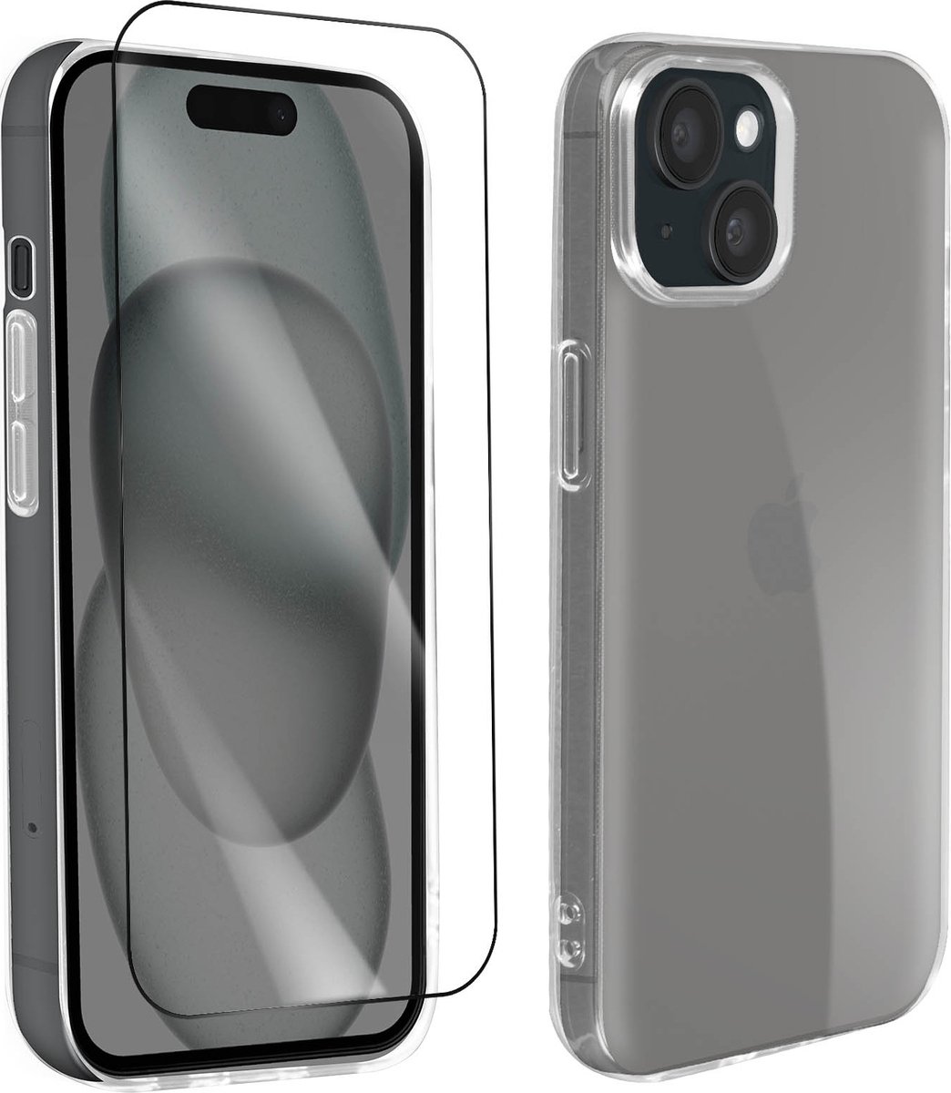 Bigben Connected - Telefoonhoesje + 2,5D Screenprotector - geschikt voor iPhone 15 - Transparant