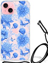 Case voor Geschikt voor iPhone 15 Plus Flowers Blue